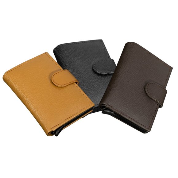 Automatic POP-UP, RFID Blocking Slim LEATHER ID Credit Card Holder - Picture 2 of 12